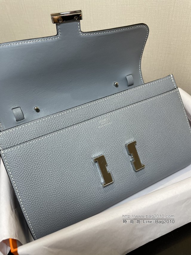 Hermes女士小挎包 愛馬仕Constance康康to go斜挎包 亞麻蘭銀扣  tdh2280